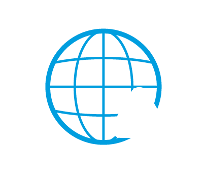 Icon of a globe with caution sign