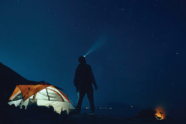 Camping at night