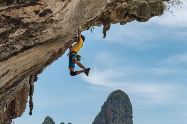 Man rock climbing