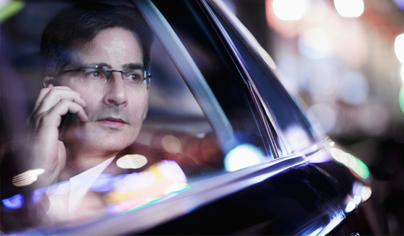 Business Man Using FocusPoint International's Secured Driver Service
