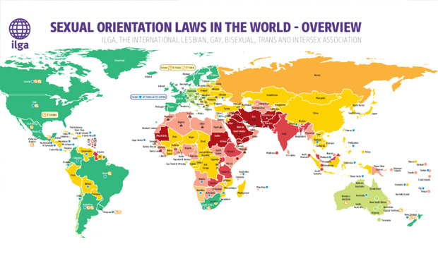 World MAP Showing Regions With Different Sexual Orientation Laws Worldwide
