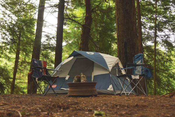 Camping tent and chairs