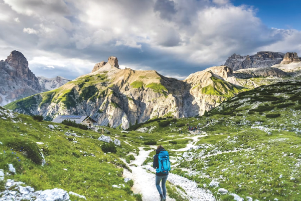 Hiking on a mountain